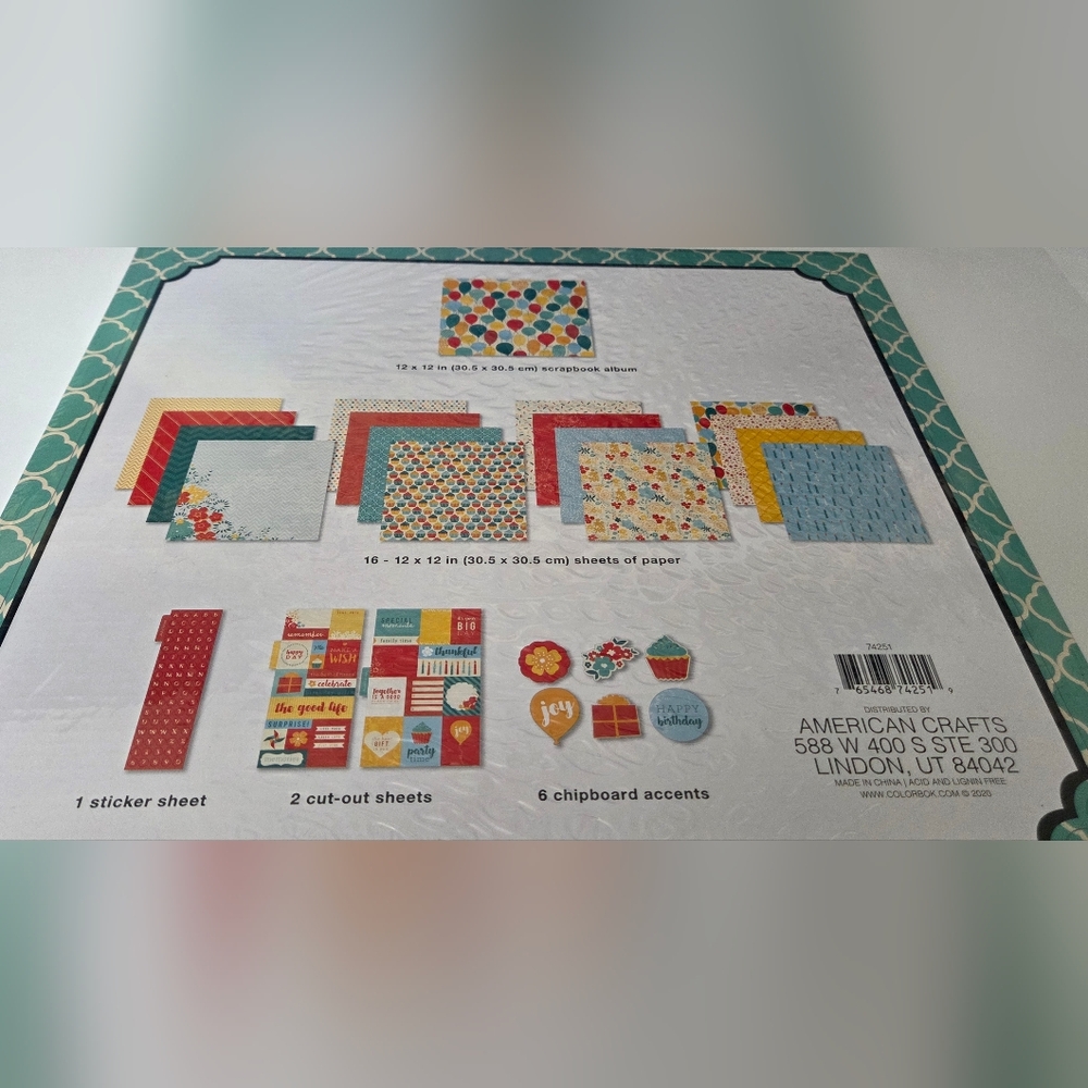 American Crafts Scrapbook Box Birthday Kit NIB - Picture 8 of 11